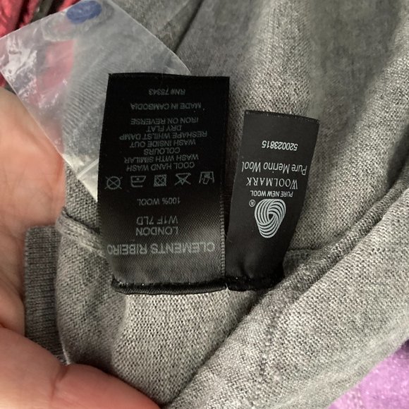 Clements Ribeiro POP Colorblock Cardigan Merino Wool Black Grey Blue Size M - Picture 8 of 8